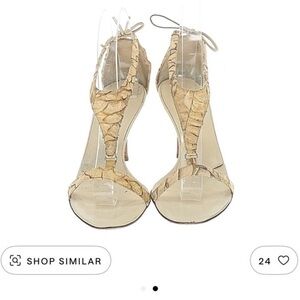 Helmut Lang Tan Beige Snakeskin Women's Heels